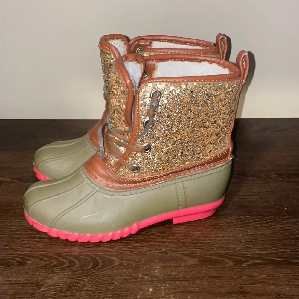 Olivia Miller Brown and Pink Rain & Snow Boots Waterproof Design